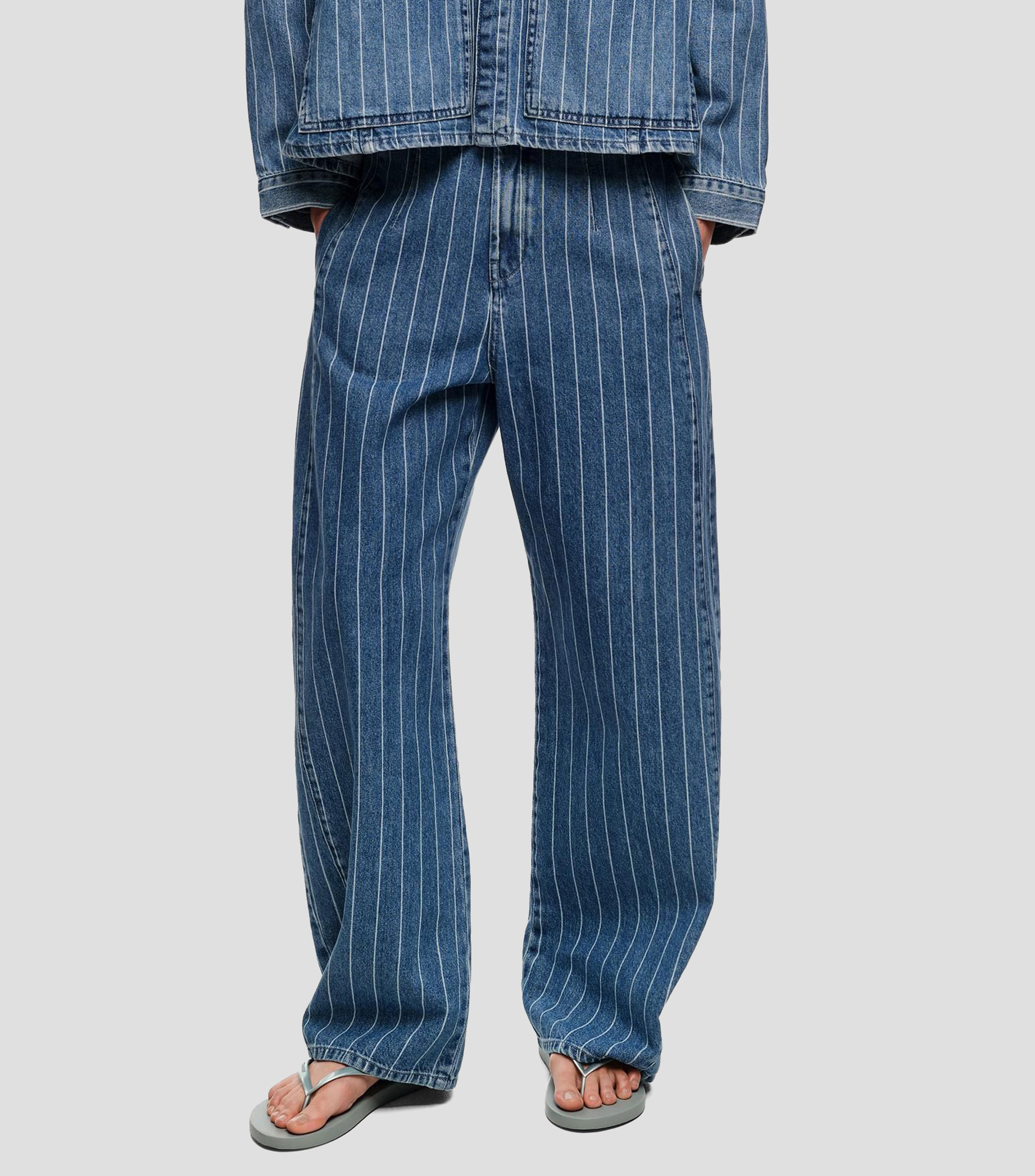 Pantalón denim a rayas Mujer